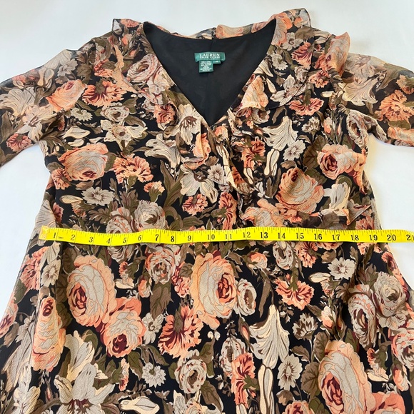 Lauren Ralph Lauren Vintage Antique Floral Silk Ruffle Dress - Picture 4 of 12